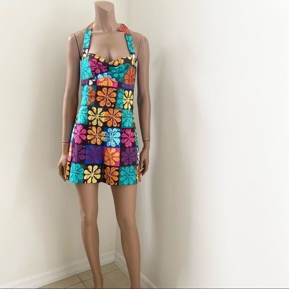 NEW Trina Turk Flower Print Tie Back Romper 6 - Picture 5 of 9